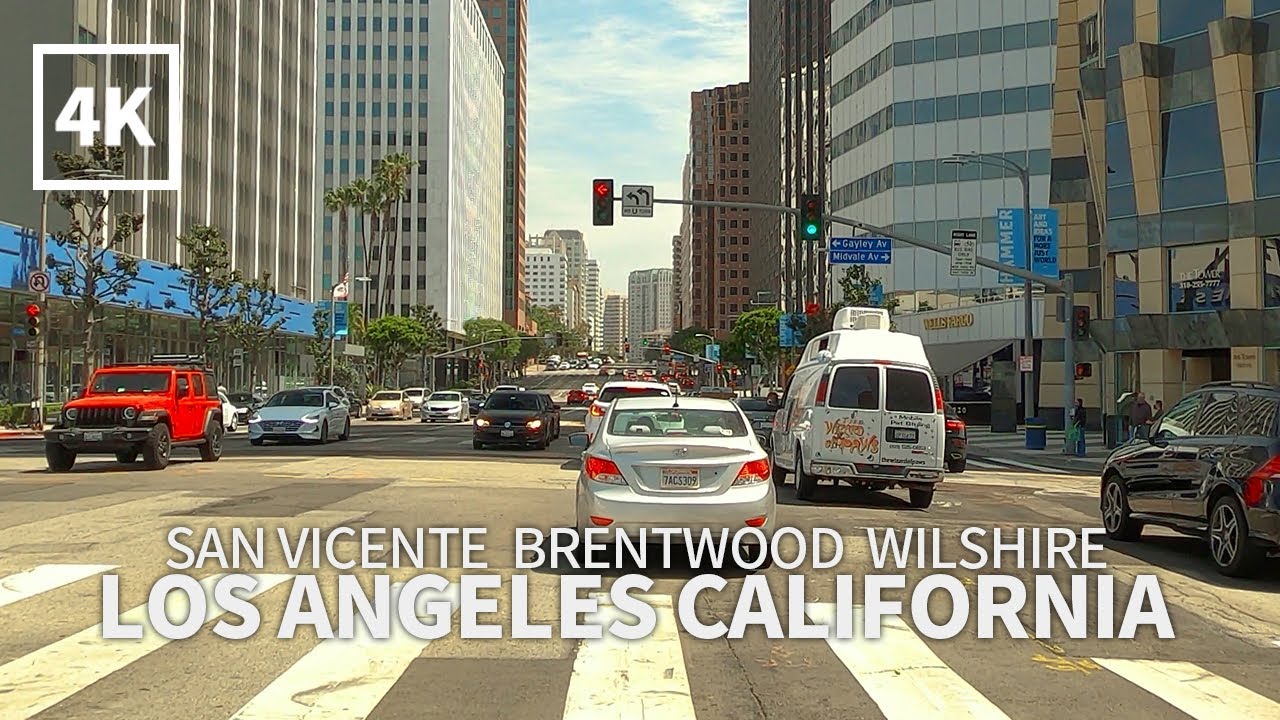 [4K] Driving San Vicente Boulevard, Brentwood, Wilshire Boulevard, Los Angeles, California, 4K UHD