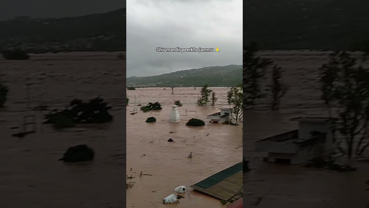 🚨 Jammu Tawi High Alert! Shiv Mandir Peer Kho water level rising, flood risk ⚠️ #Jammu #Tawi #Flood