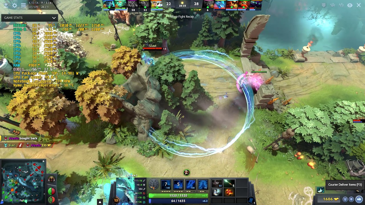 ASUS TUF FX505DY Ryzen 5 3550H RX560X Dota 2 Ultra setting