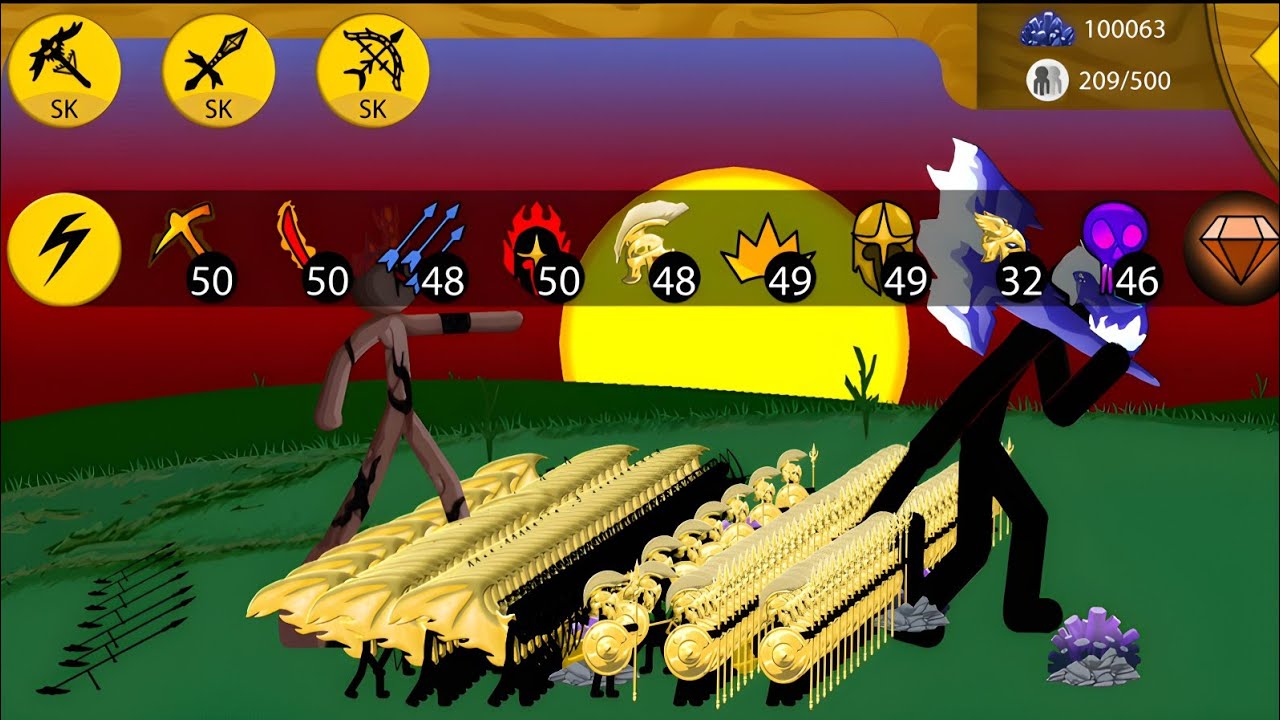 stick war legacy  all units type Golden spearton  vs Giant  boss MOD VIP