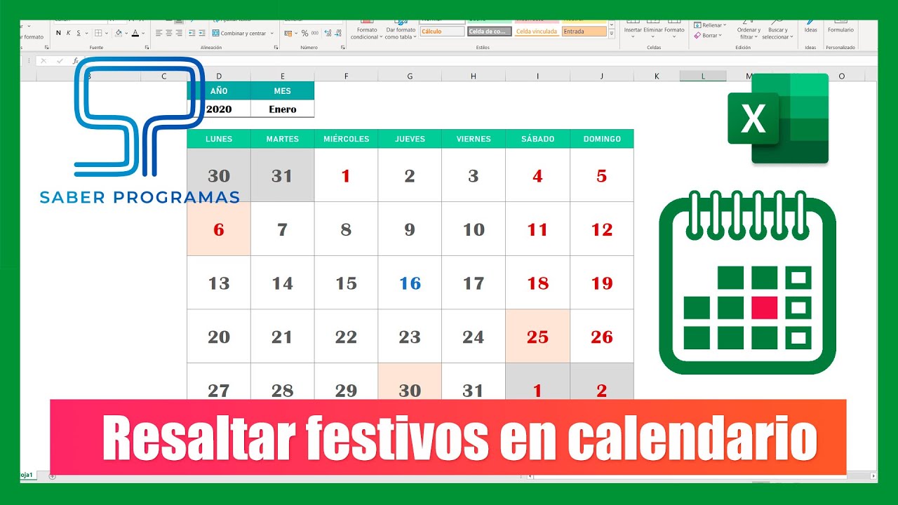 Excel | 📅 RESALTAR FESTIVOS en calendario perpetuo en Excel