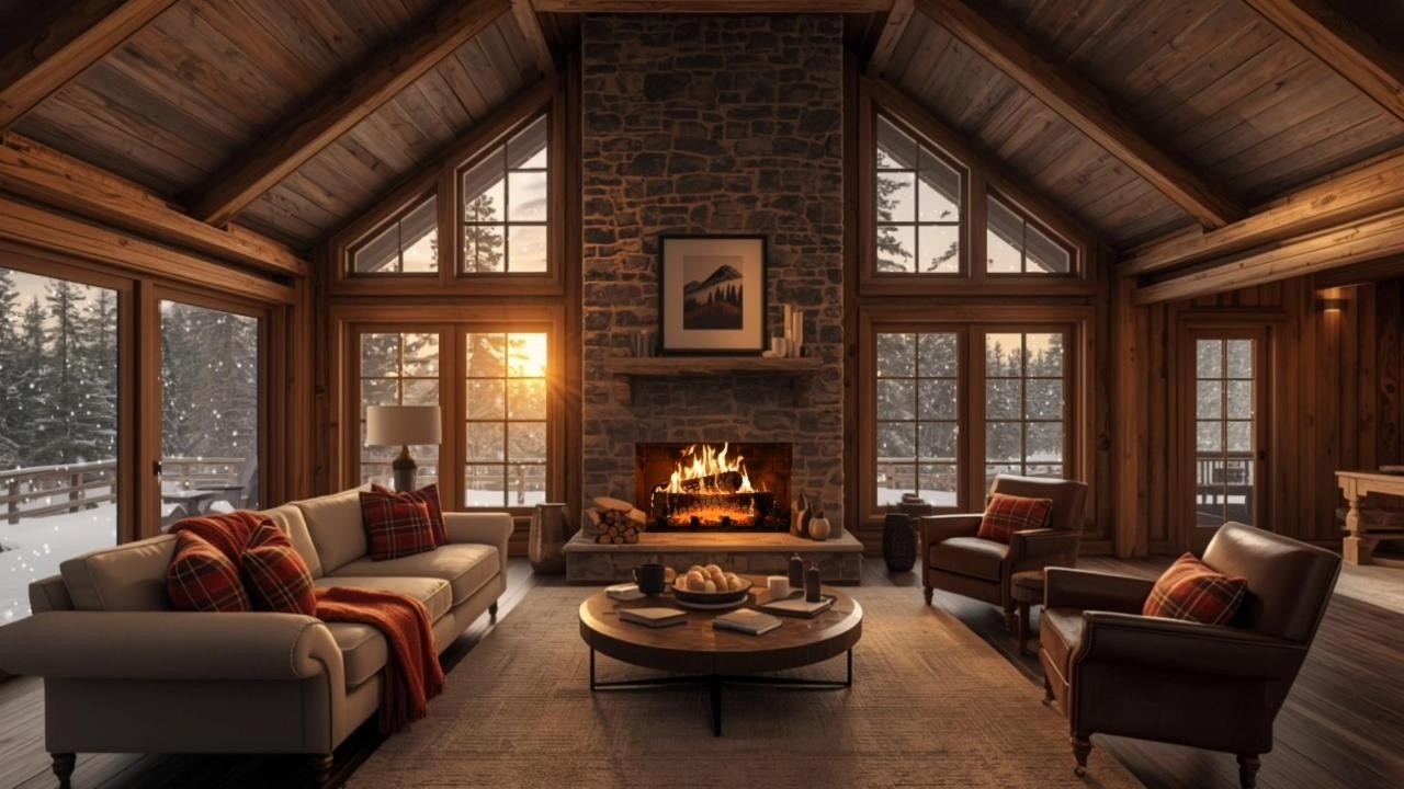 Smooth Jazz Instrumental with Crackling Fireplace Ambience for Relaxation