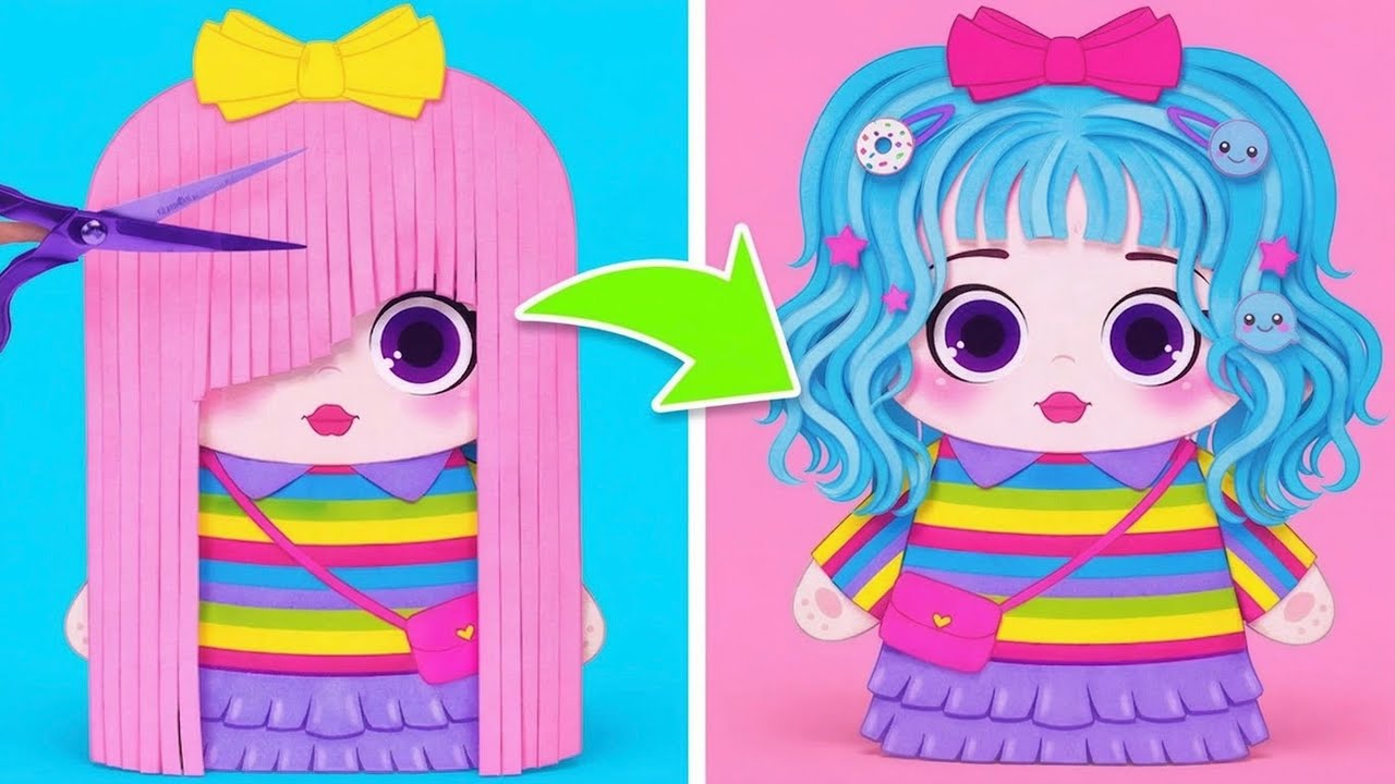 Pertarungan Salon Rambut Boneka Kertas! 💇‍♀️🌈 Siapa Juara Makeover?