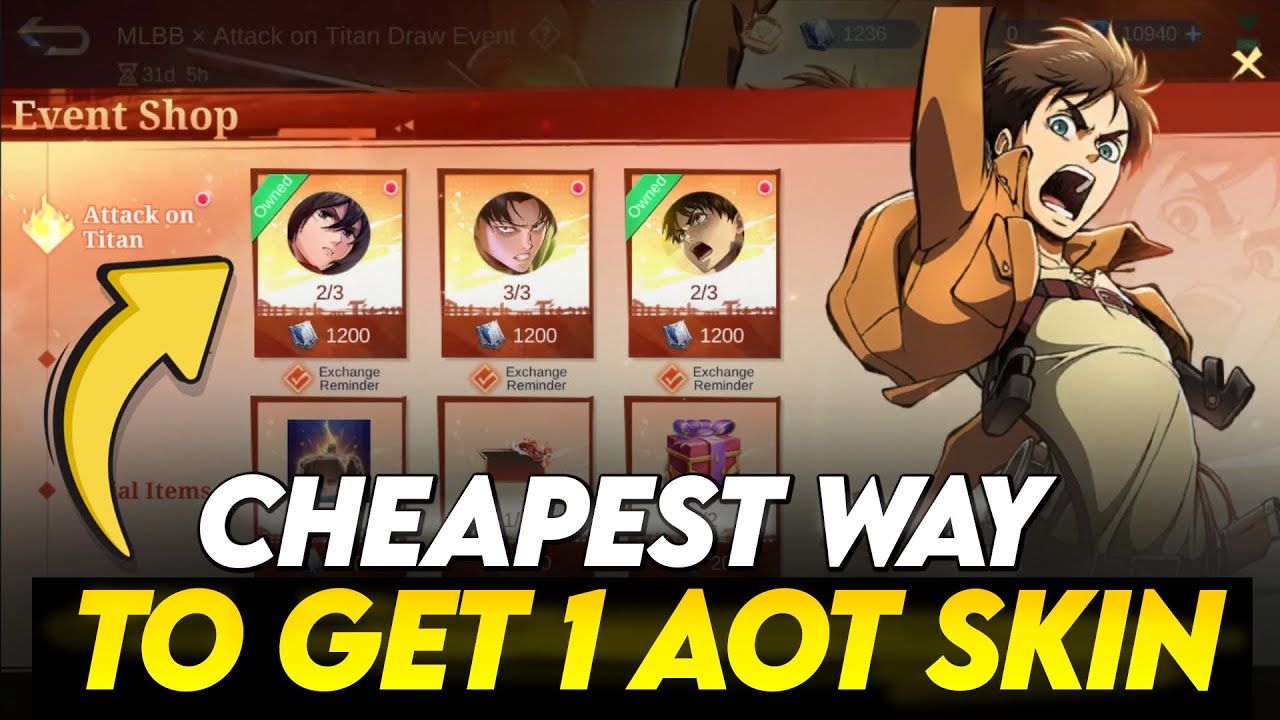 CHEAPEST WAY GET 1 ATTACK ON TITAN SKIN! FULL DRAW GUIDE | AOT EVENT MLBB 2025