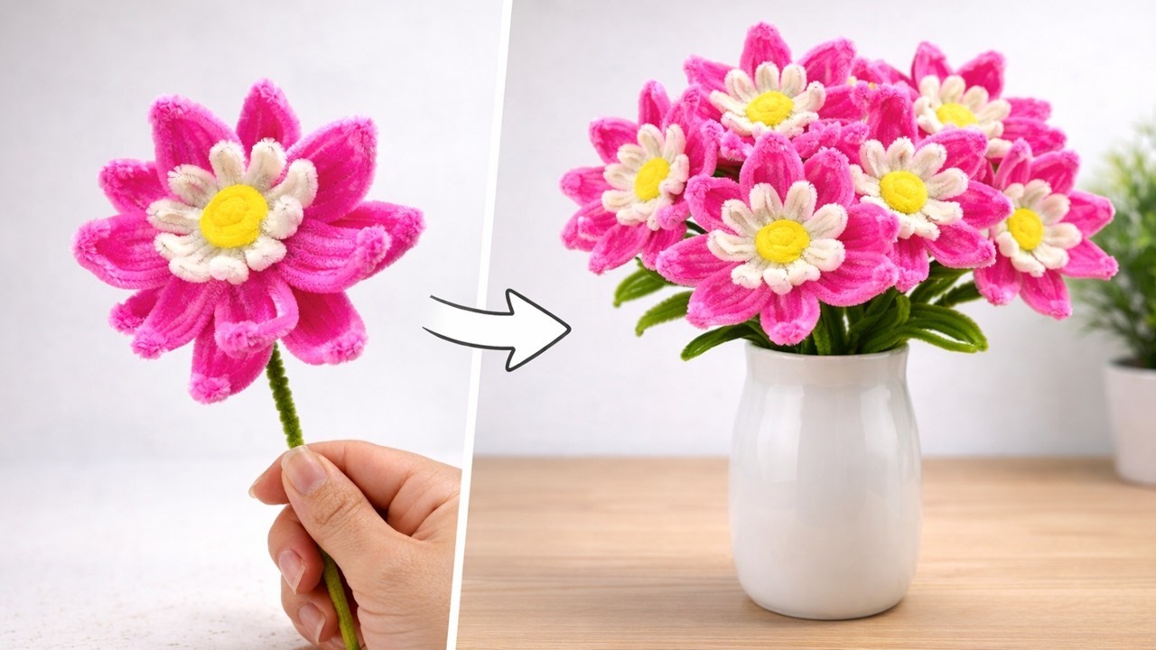 DIY Pipe Cleaner Flowers 🌸 Easy Handmade Gift for International Women’s Day | DG Handmade