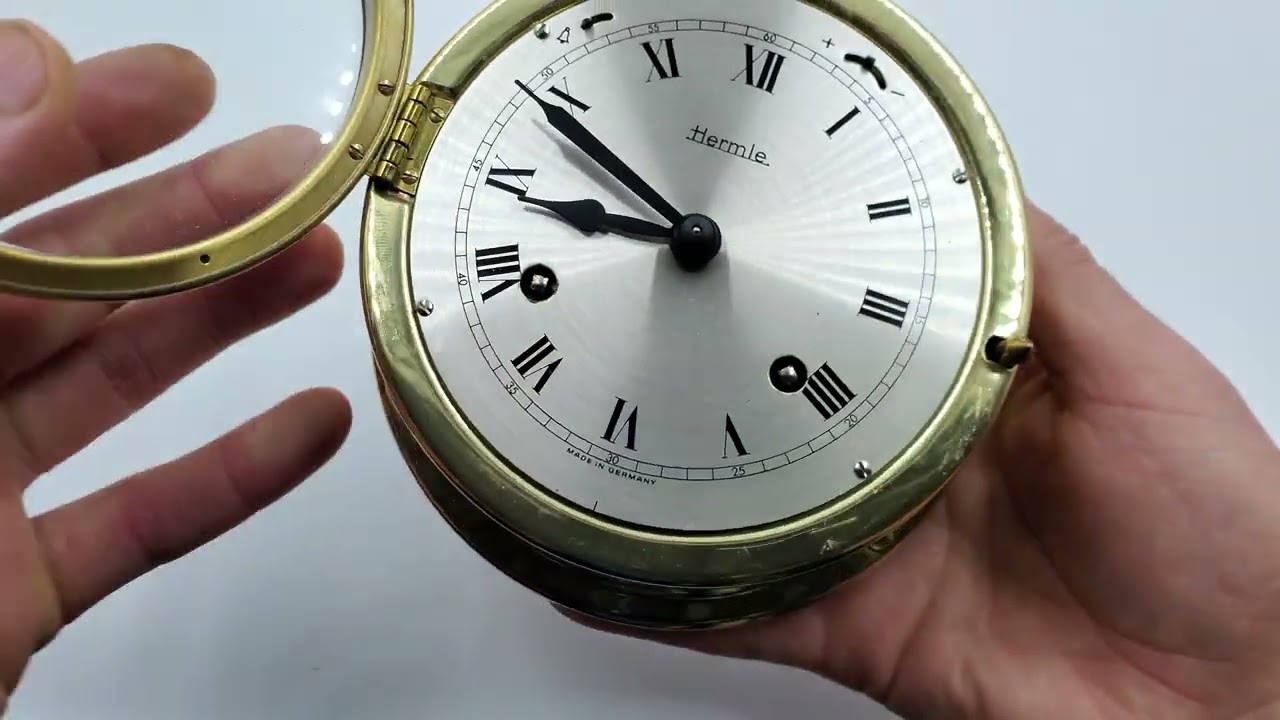 HERMLE BELL BRASS NAUTICAL NAVY MARINE SHIP WALL CLOCK MADE IN GERMANY