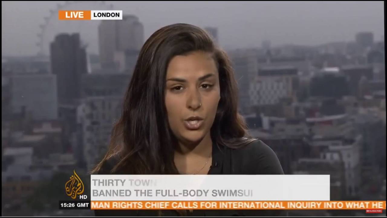 Iman Amrani on Al Jazeera talking about French Burkini Ban