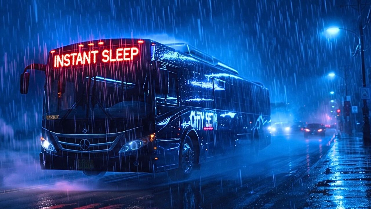 Мгновенный глубокий сон. Дождь 🌧️ Сильный дождь на окне автобуса + коричневый шум (11 часов, без гр
