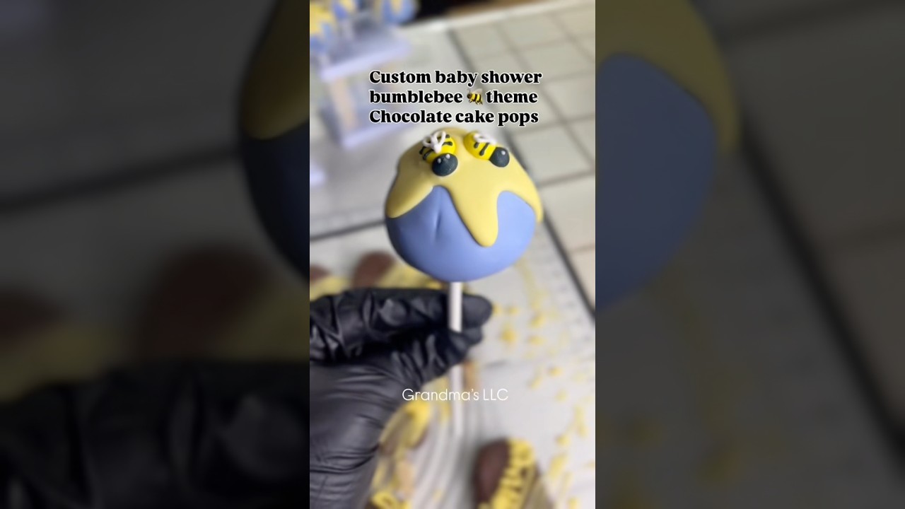 Baby shower custom bumblebee theme cake pops ! Made by grandma’s LLC .￼