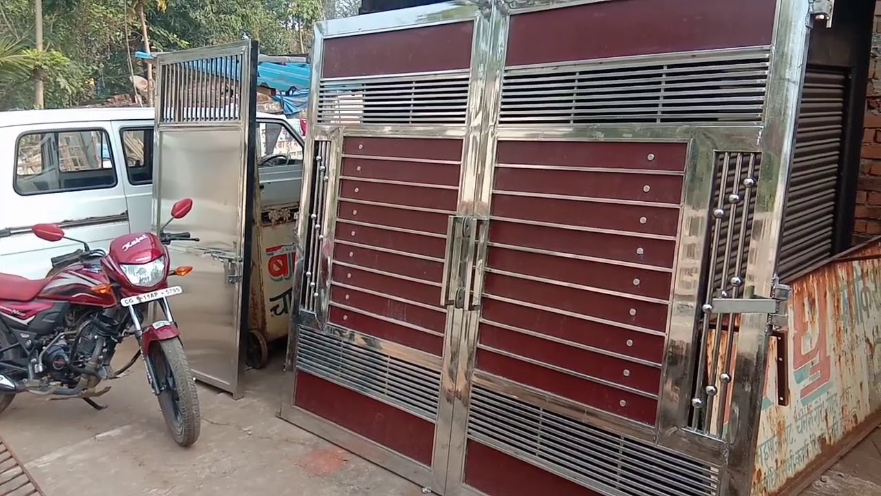 Ss gate designs  with ACP & Wooden Finish of Stainless steel Raigarh chhattisgarh