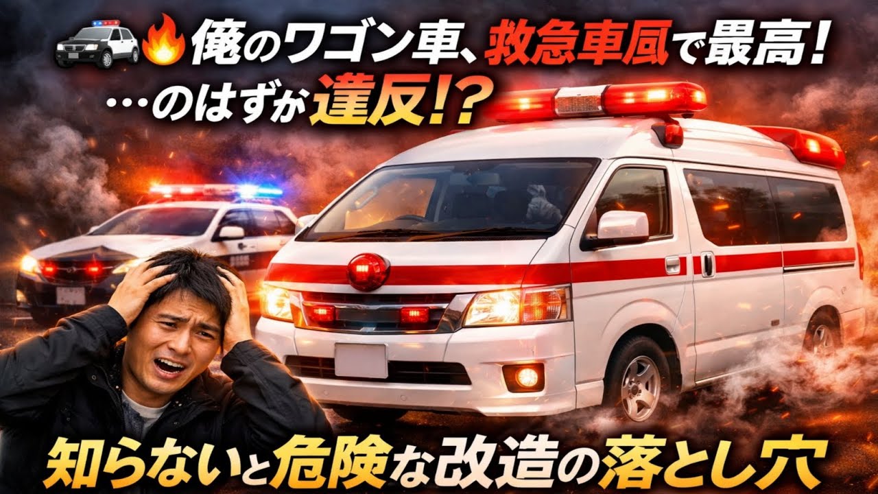 🚓🔥 俺のワゴン車、救急車風で最高！…のはずが違反!? 知らないと危険な改造の落とし穴