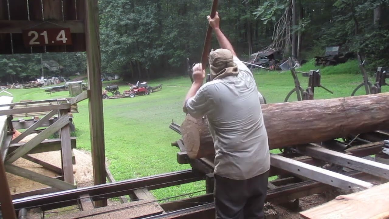 At the Sawmill sawing OAK fence boards  # 1875