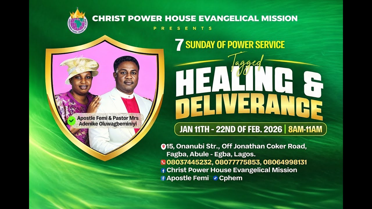 CPHEM JANUARY 25TH 2026 | HEALING & DELIVERANCE SERVICE | WITH APOSTLE FEMI OLUWAGBEMINIYI