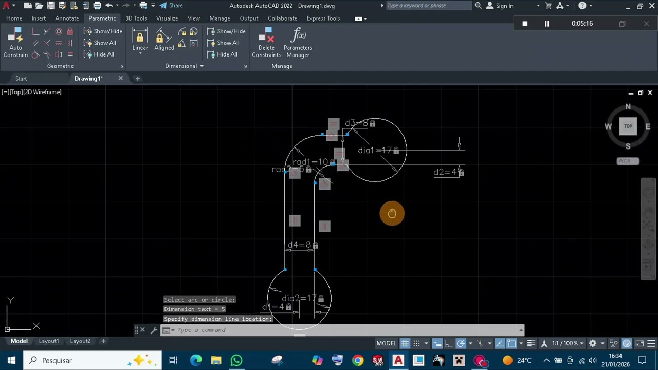 AutoCad- Restrição- Horizontal e Vertical.