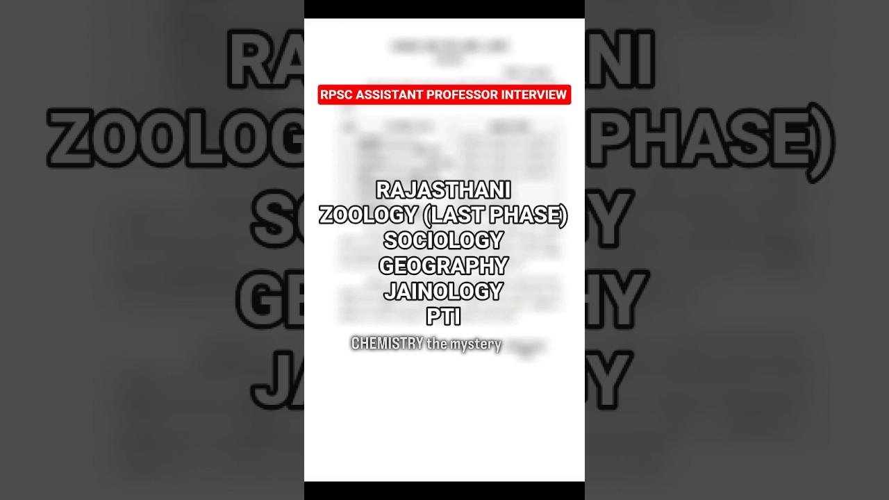 RPSC AP INTERVIEW INFORMATION  #RPSC #assistantprofessor #interview #dates @Chemistrythemystery