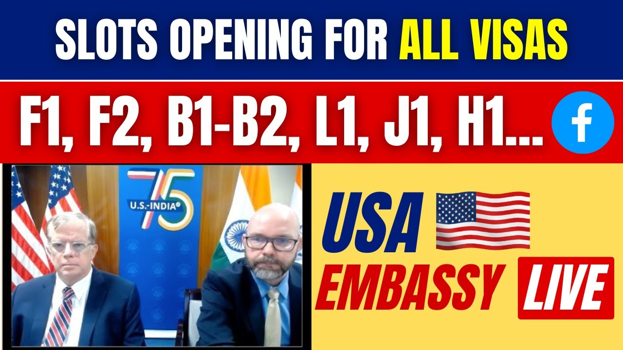 USA Embassy Big Update | USA Visa Slots Update | F1, F2, B1-B2, L1, J1, H1..