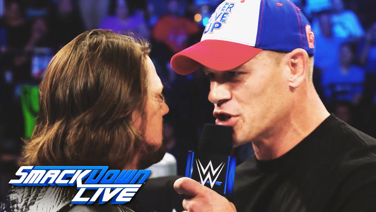 Вспомните ожесточенное противостояние Джона Сины и Эй Джей Стайлза: SmackDown Live, 9 августа 201...