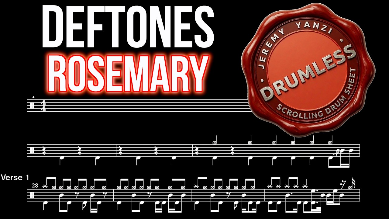 Deftones - Rosemary - Drumless (with scrolling drum score)