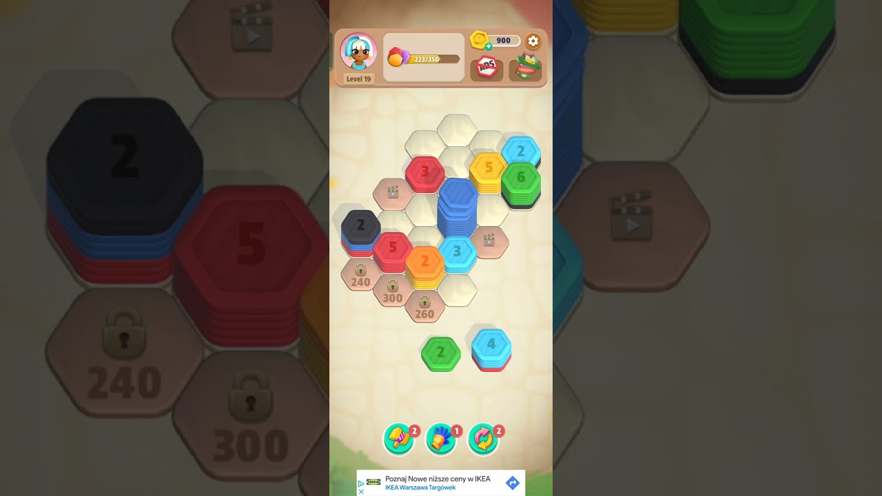 Hexa Stack:Sorting Puzzle-Level 19 NO BOOSTERS #hexastack #hexasort #sortingpuzzle