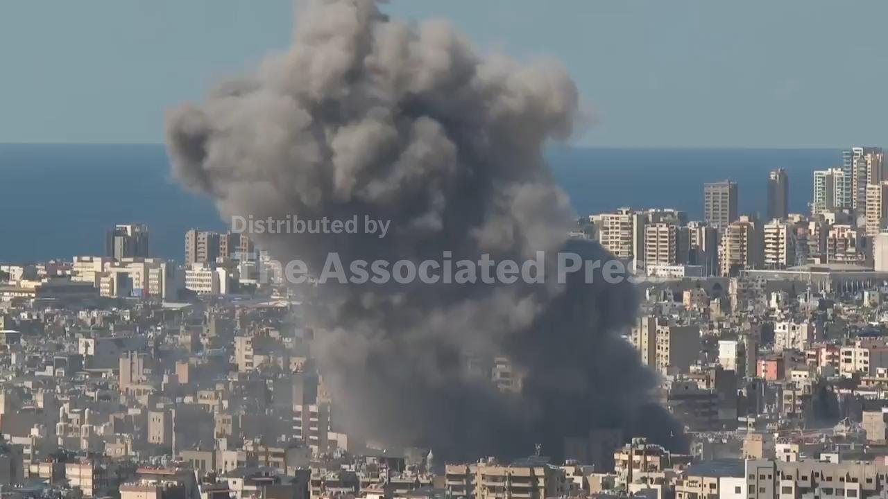 Strikes in Beirut send plumes of smoke into the air