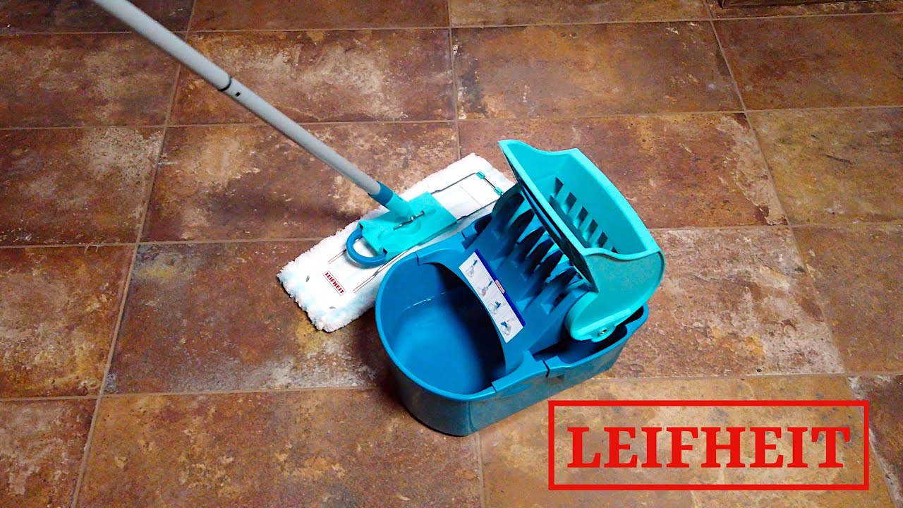 Leifheit Profi Mop Press  55092 with Floor Mop with Microfibre Mop Cover - Cleaning with Clean Hands