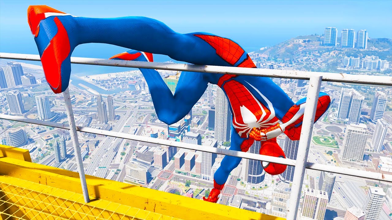 SPIDERMAN CRAZY JUMPS/FALLS #47 (GTA 5 Spider-Man Action Fails)