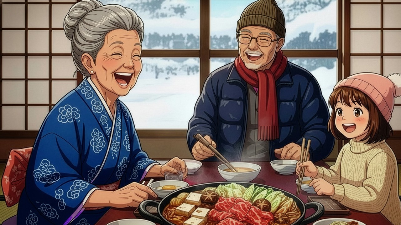 Snowy Vacation With Grandparents | Nostalgic Childhood Memories | Ghibli Style Anime Cooking ASMR