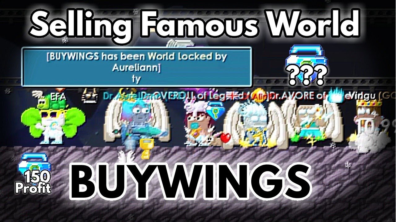 Selling BUYWINGS Famous World in Growtopia | How do i made 150 BGL Profit ?