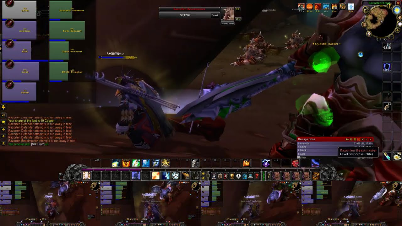 World Of Warcraft SoD Multiboxing Priest, 4Locks RFK
