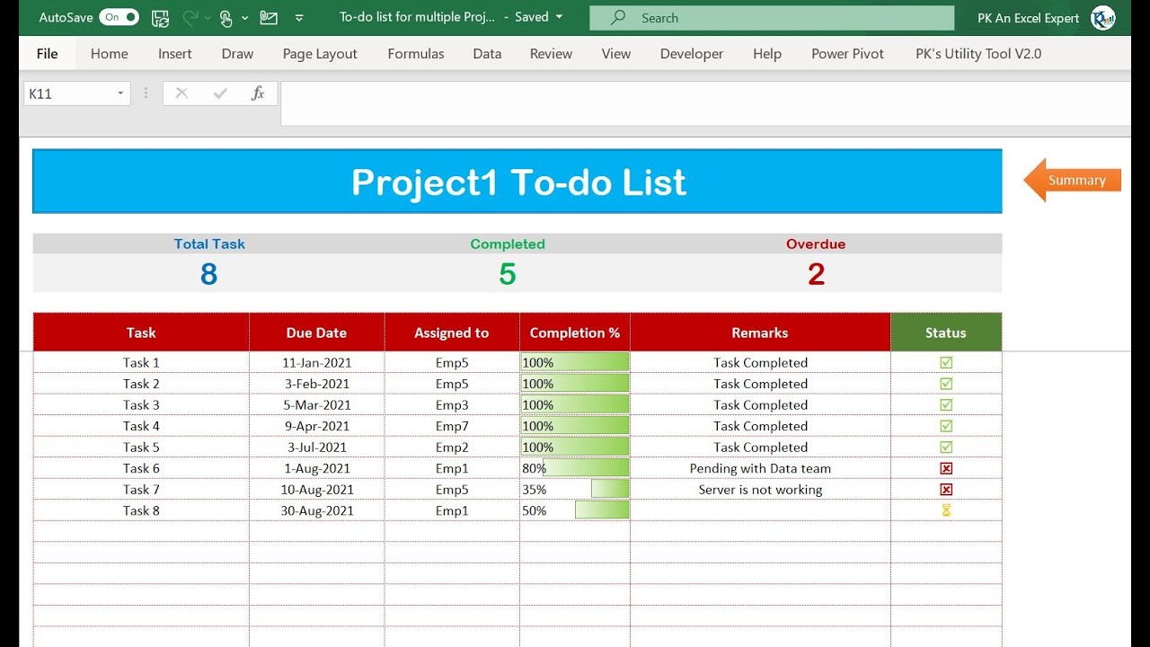 To-do list for multiple Projects with Summary