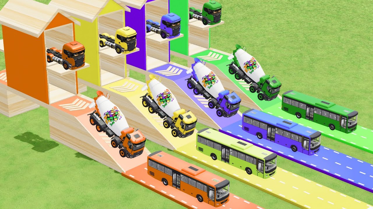 Garage with Colors - ALL MIXER TRUCK WITH DOUBLE FLATBED TRAILER TRUCK IZUSU, TRUCK SCANIA MIXER