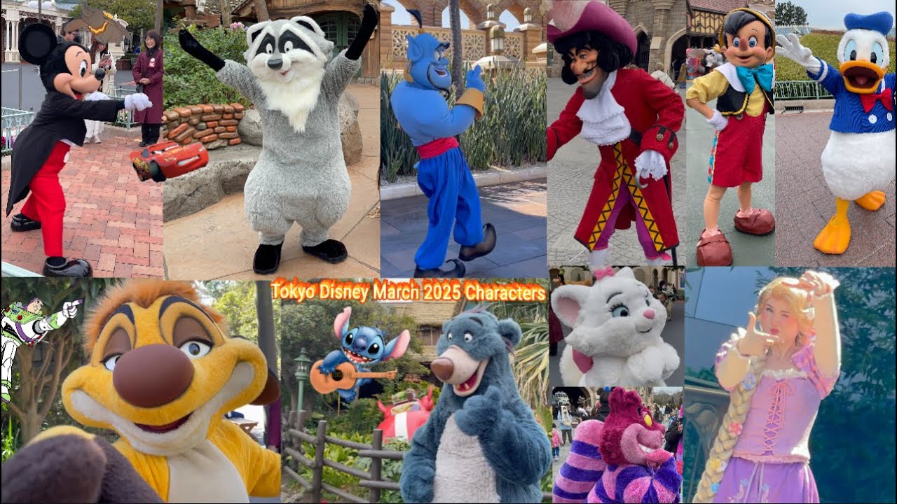 Подборка встреч с персонажами в Tokyo Disney Resort в марте 2025 года