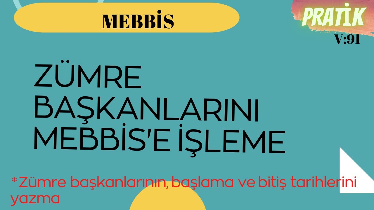 ZÜMRE BAŞKANLARI MEBBİS'E NASIL İŞLENİR? GÜNCEL