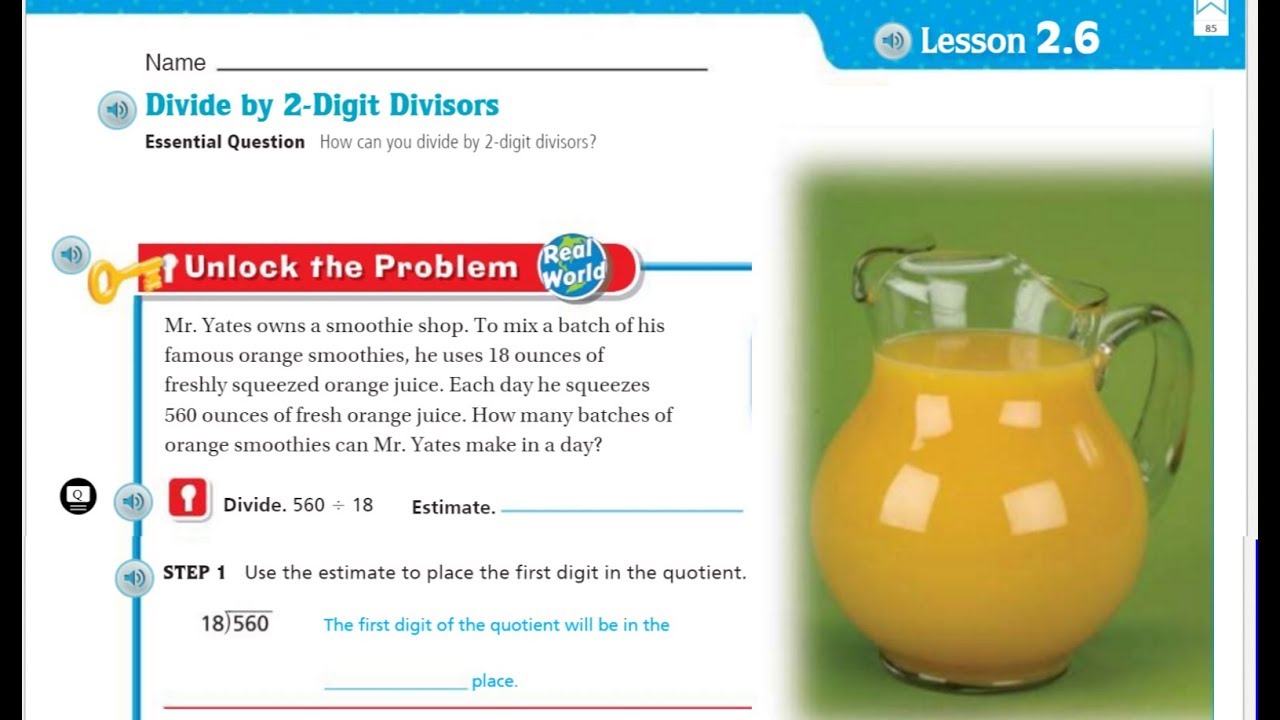 Go Math 5th Grade Lesson 2.6 Divide by 2-Digit Divisors