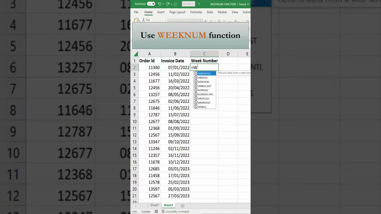 Finding Week Numbers for Dates in Excel