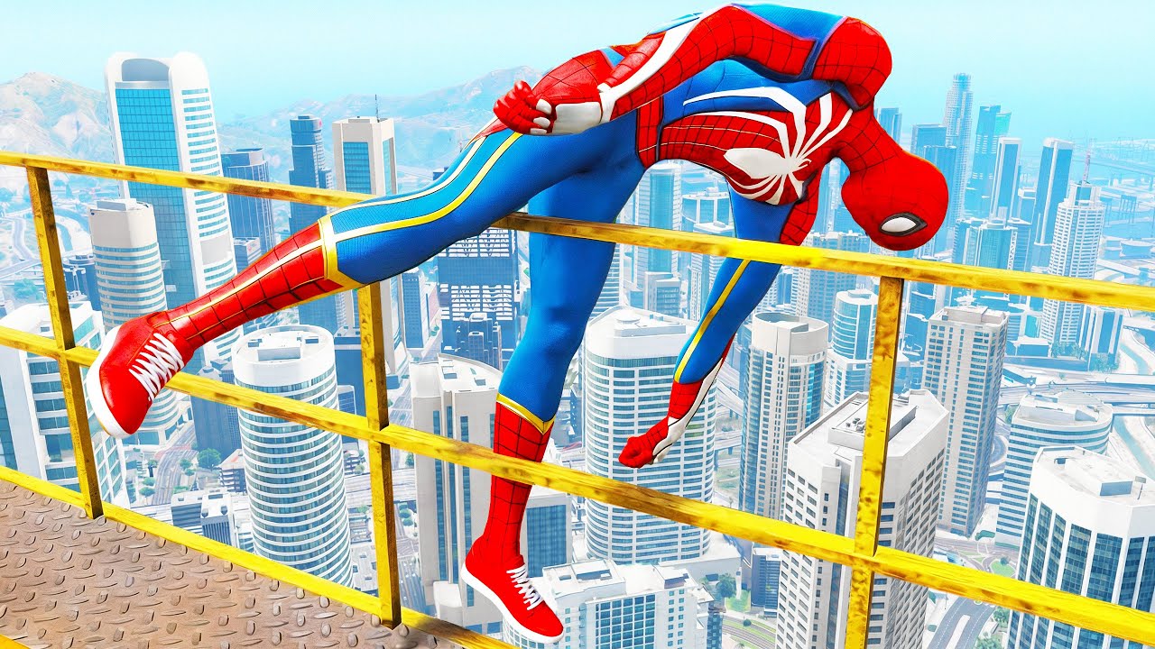 SPIDERMAN CRAZY JUMPS/FALLS #10 (GTA 5 Spider-Man Fails)