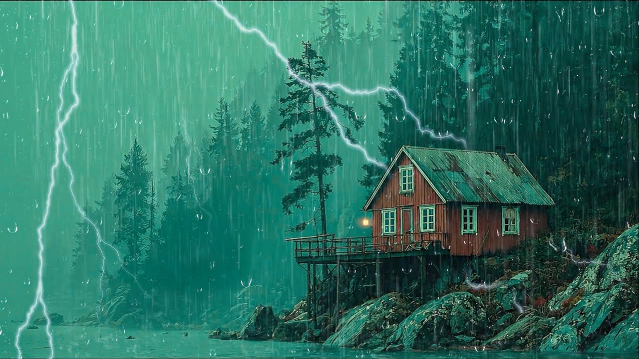 Lluvia Intensa Nocturna con Truenos 🌧️ Duerme Profundamente Toda la Noche