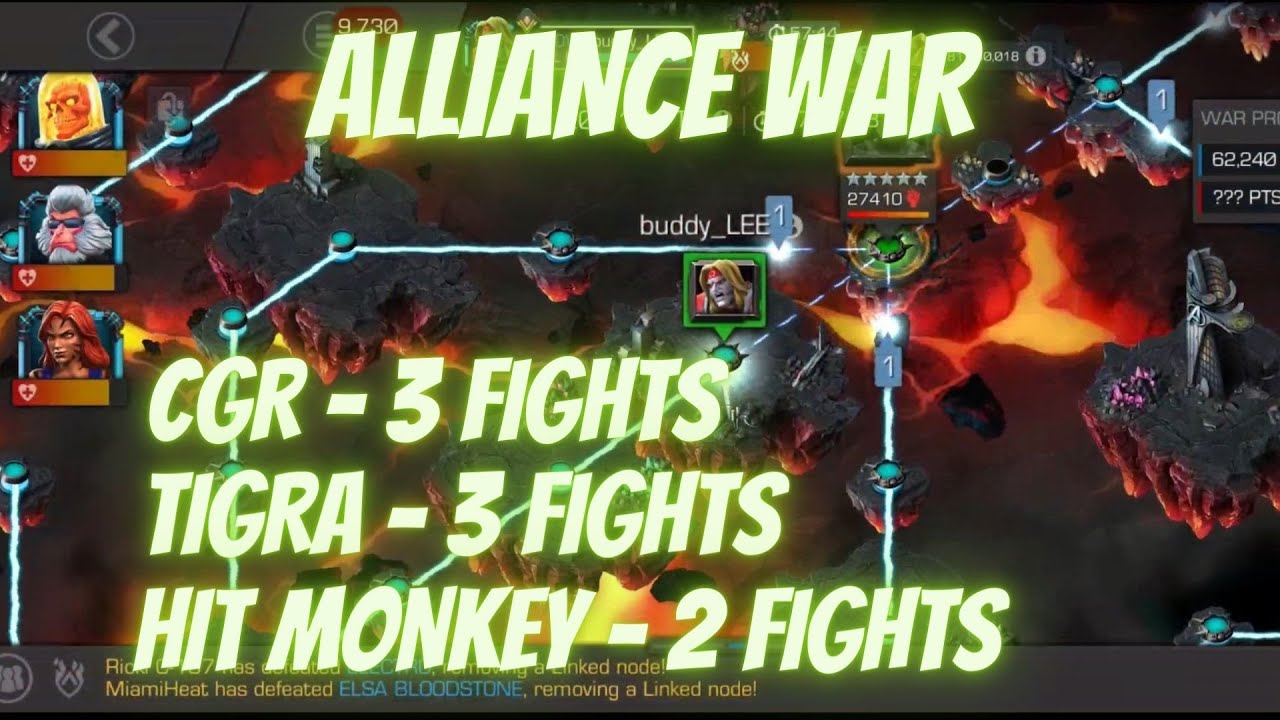 ALLIANCE WAR Featuring Tigra, Hit Monkey, Cosmic Ghost Rider. 8 Fights AW