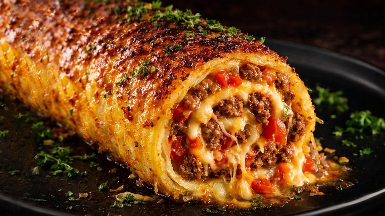 Sie haben noch nie einen so leckeren Kartoffelroulade mit F&uuml;llung probiert! Preiswertes Rezept!