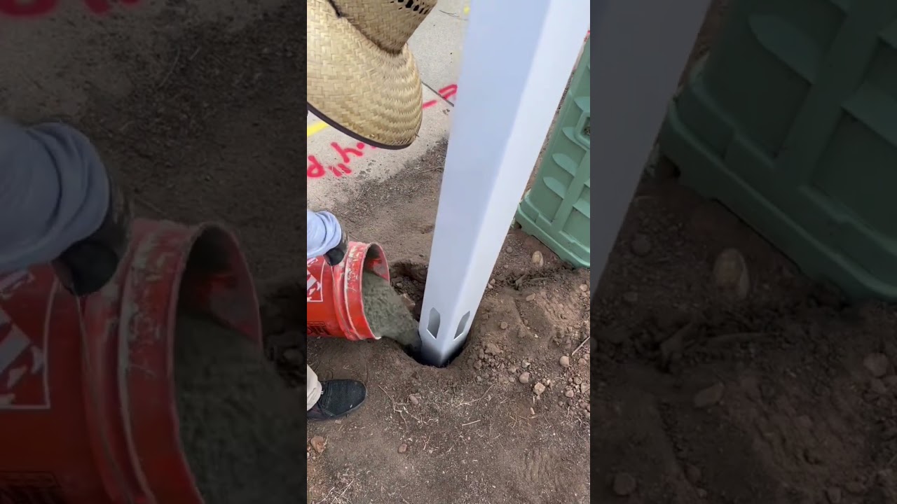 Don’t forget to set your vinyl post with concrete:)