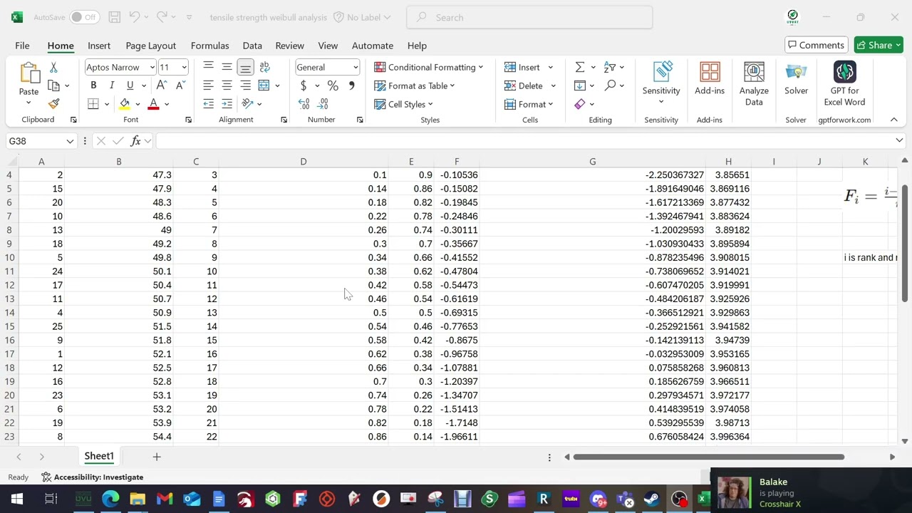 Weibull Analysis example problem