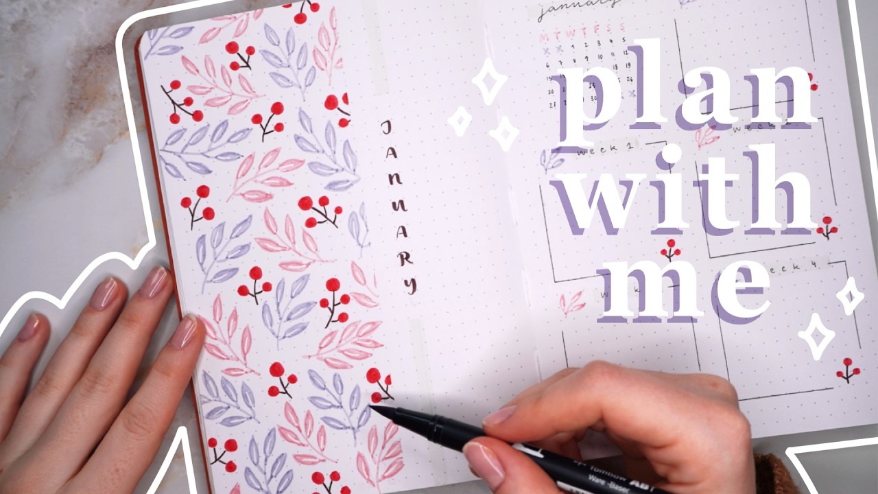 January 2025 bullet journal setup | plan with me | simple floral theme ♡