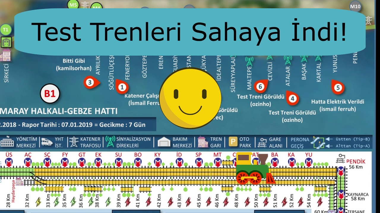 B1 Marmaray Halkalı Gebze Banliyö Hattı Son Durum : 07 Ocak 2019