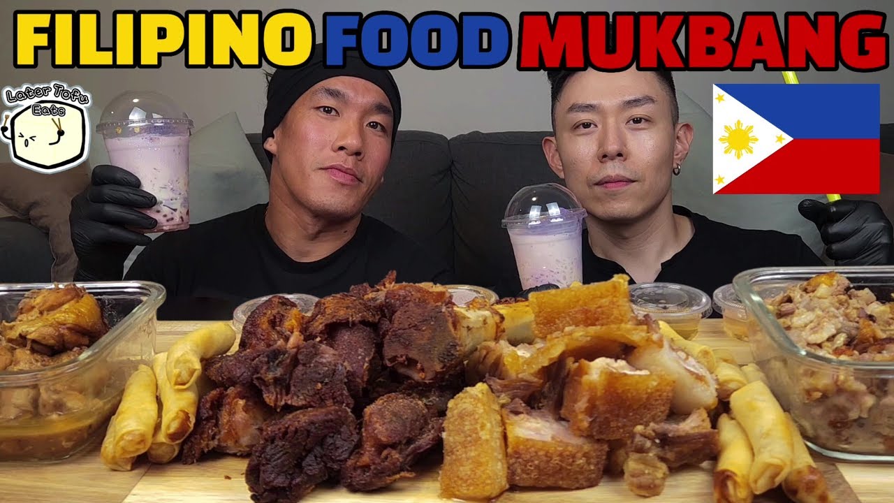 ВПЕРВЫЕ ПРОБУЮ ФИЛИППИНСКУЮ ЕДУ! |먹방| 吃播 | Хрустящая пата + Лечон Кавали + Сисиг из свинины + Адобо|