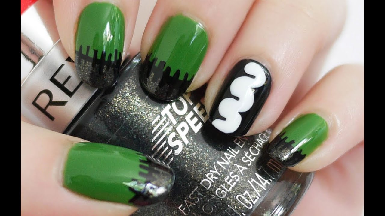 Easy Halloween Nails: Frankenstein & Bride of Frankenstein