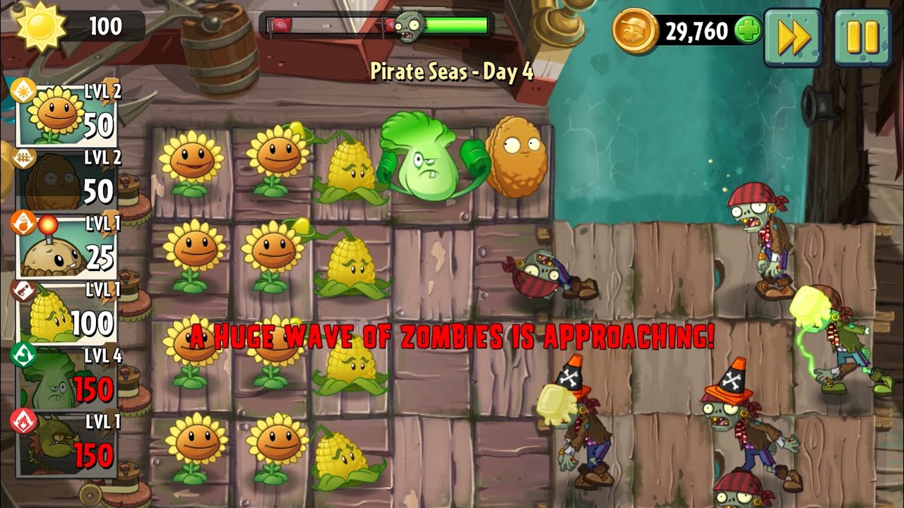 Plants vs Zombies 2 | Pirate Seas Day 4 Gameplay 🏴‍☠️🌊 (Full Level)