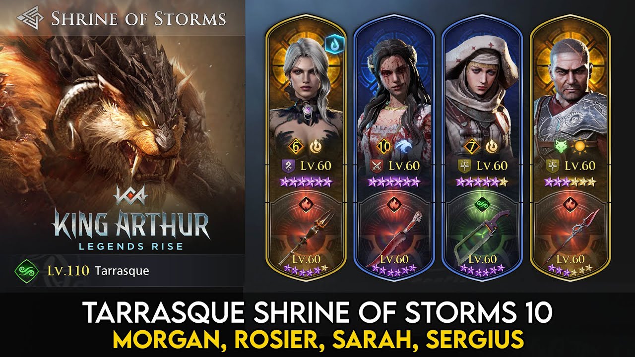 Tarrasque 10 vs Morgan, Rosier, Sarah, Sergius | King Arthur Legends Rise Guide