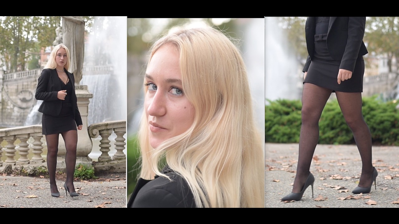 HOSIERY FASHION EDITORIAL : Lingerie, Bodysuit, One Piece, Pantyhose, Mini Skirt, 20 Denier (4K)