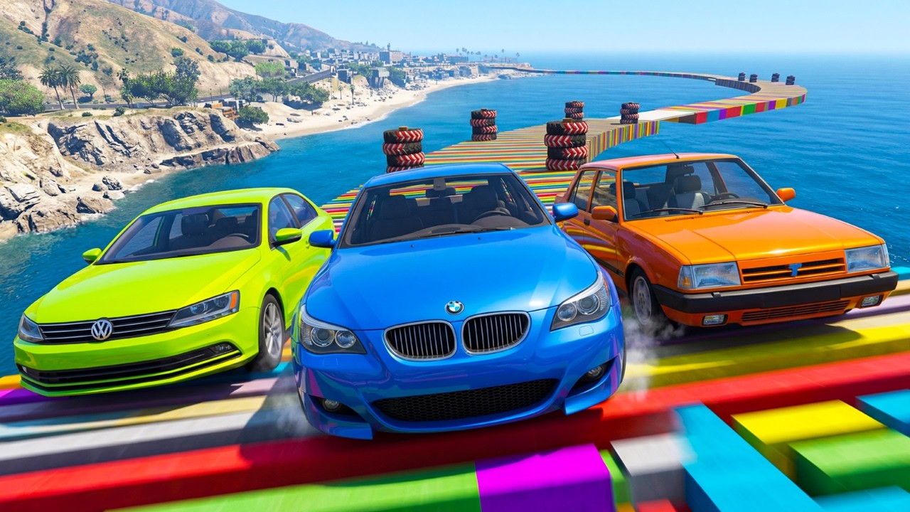SEVİLEN ARABALAR RENKLİ BLOK PARKURUNDA | GTA 5 MODS