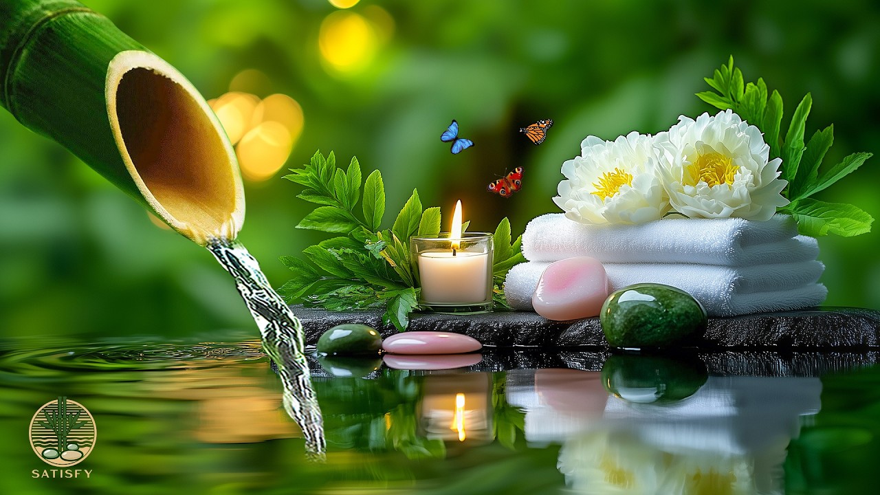 Beautiful Relaxing Music and Bamboo Water Fountain 🌿 Stress Relief, Sleeping Music for Deep Sleeping